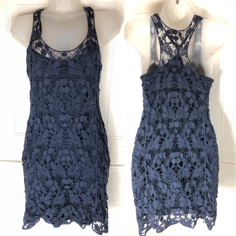 🦋 Lauren Conrad Crochet Blue Strap Dress 🦋